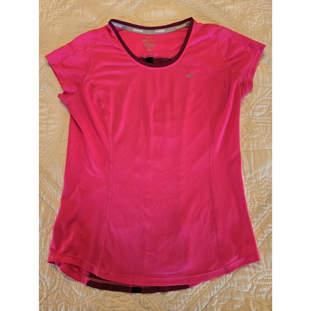 Nike Running Dri-FIT Shirt Womens M Pink Short Sleeve Training Top Athletic Tee